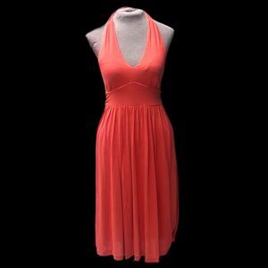 Banana Republic Dress XS Soft Halter Dress Shift Clay Red Orange Light Padding